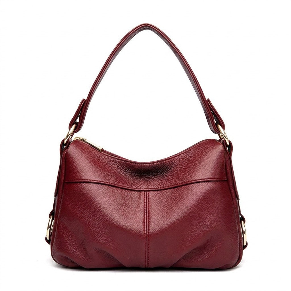 Sac à Main Souple en Cuir pour Femme - Joséphine en rouge, vue de face sur fond blanc