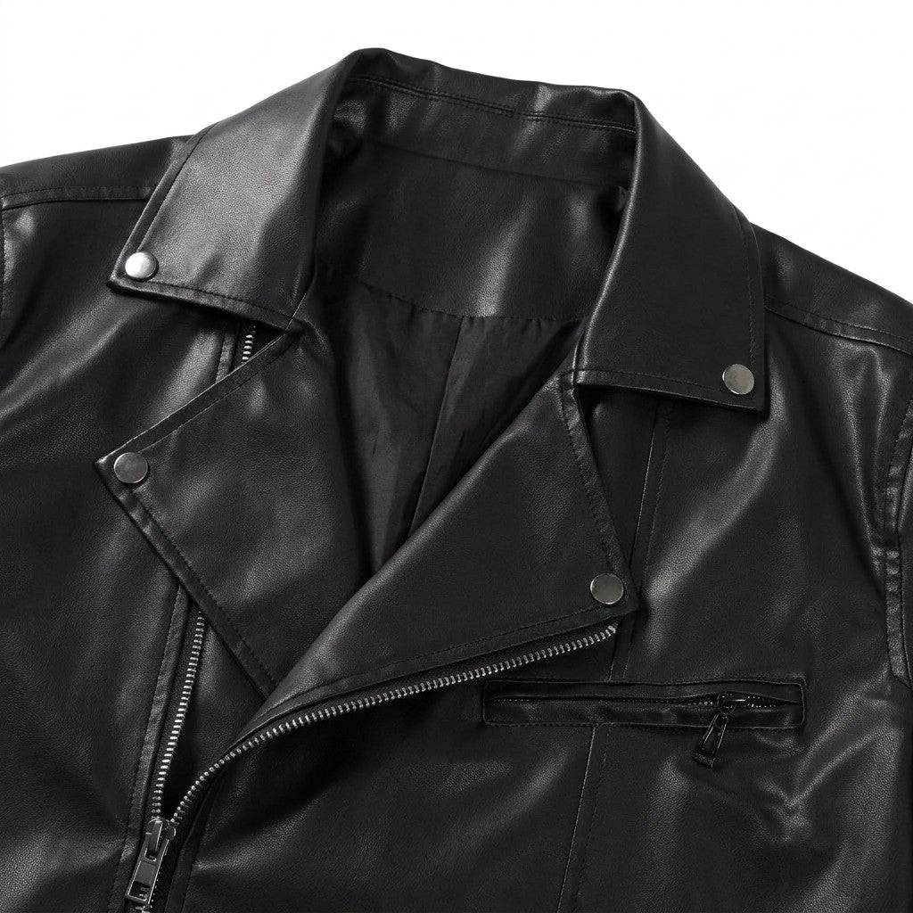 Détail du col à revers à pressions, du zip et de la poche poitrine du blouson Firmin