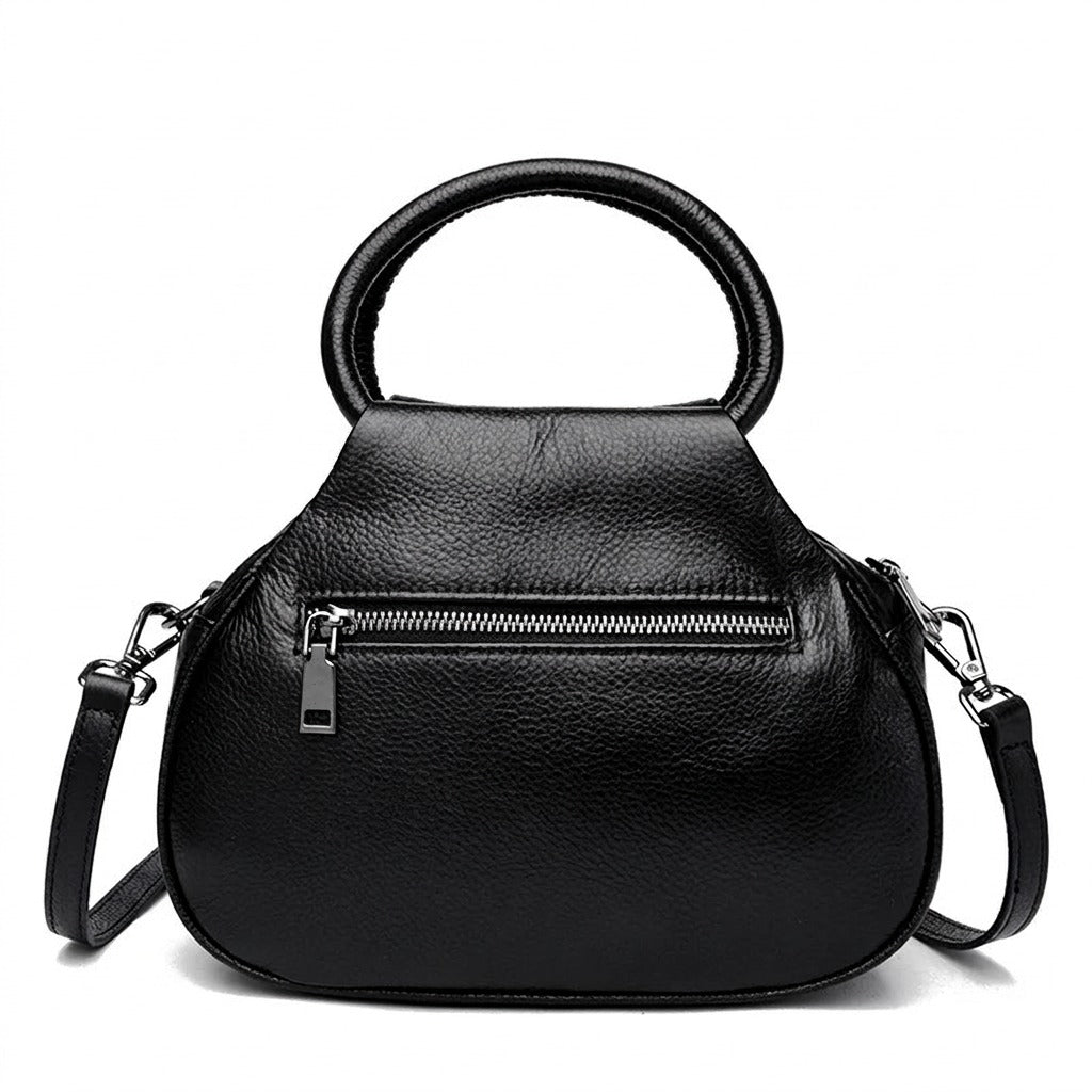 Dos du sac à main Apolline noir avec sa poche zippée arrière