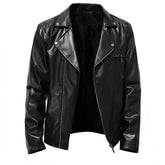 Blouson motard en cuir noir Firmin pour homme, col à revers et zip décentré, vue de face sur fond blanc