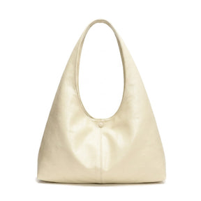 Sac hobo souple en cuir blanc cassé Jeanne, vue de face sur fond blanc