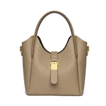 Sac Seau en Cuir pour Femme - Ondine en taupe, vue de face sur fond blanc