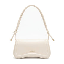 Sac baguette à nœuds en cuir blanc cassé Domitille, vue de face sur fond blanc