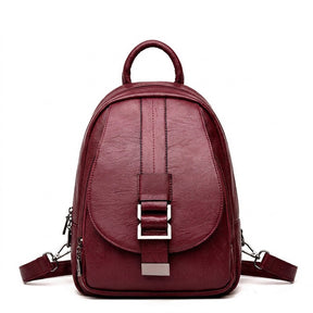 Sac à dos en cuir bordeaux Ninon, vue de face sur fond blanc