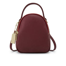 Mini sac à dos en cuir bordeaux Philippine, vue de face sur fond blanc