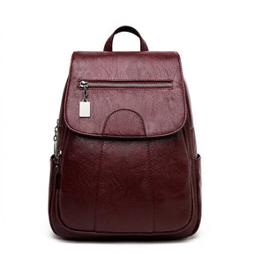 Sac à dos en cuir bordeaux Marceline, vue de face sur fond blanc