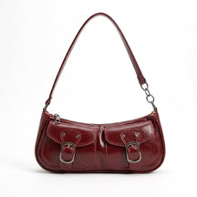 Sac porté épaule en cuir bordeaux Garance, vue de face sur fond blanc