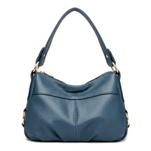 Sac à Main Souple en Cuir pour Femme - Joséphine en bleu, vue de face sur fond blanc