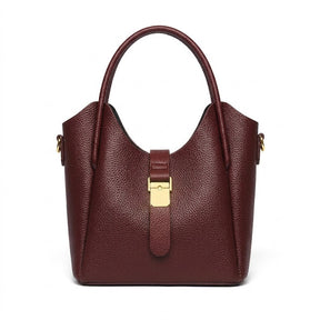 Sac Seau en Cuir pour Femme - Ondine en bordeaux, vue de face sur fond blanc