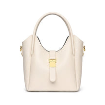 Sac Seau en Cuir pour Femme - Ondine en blanc cassé, vue de face sur fond blanc
