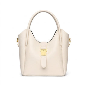 Sac Seau en Cuir pour Femme - Ondine en blanc cassé, vue de face sur fond blanc