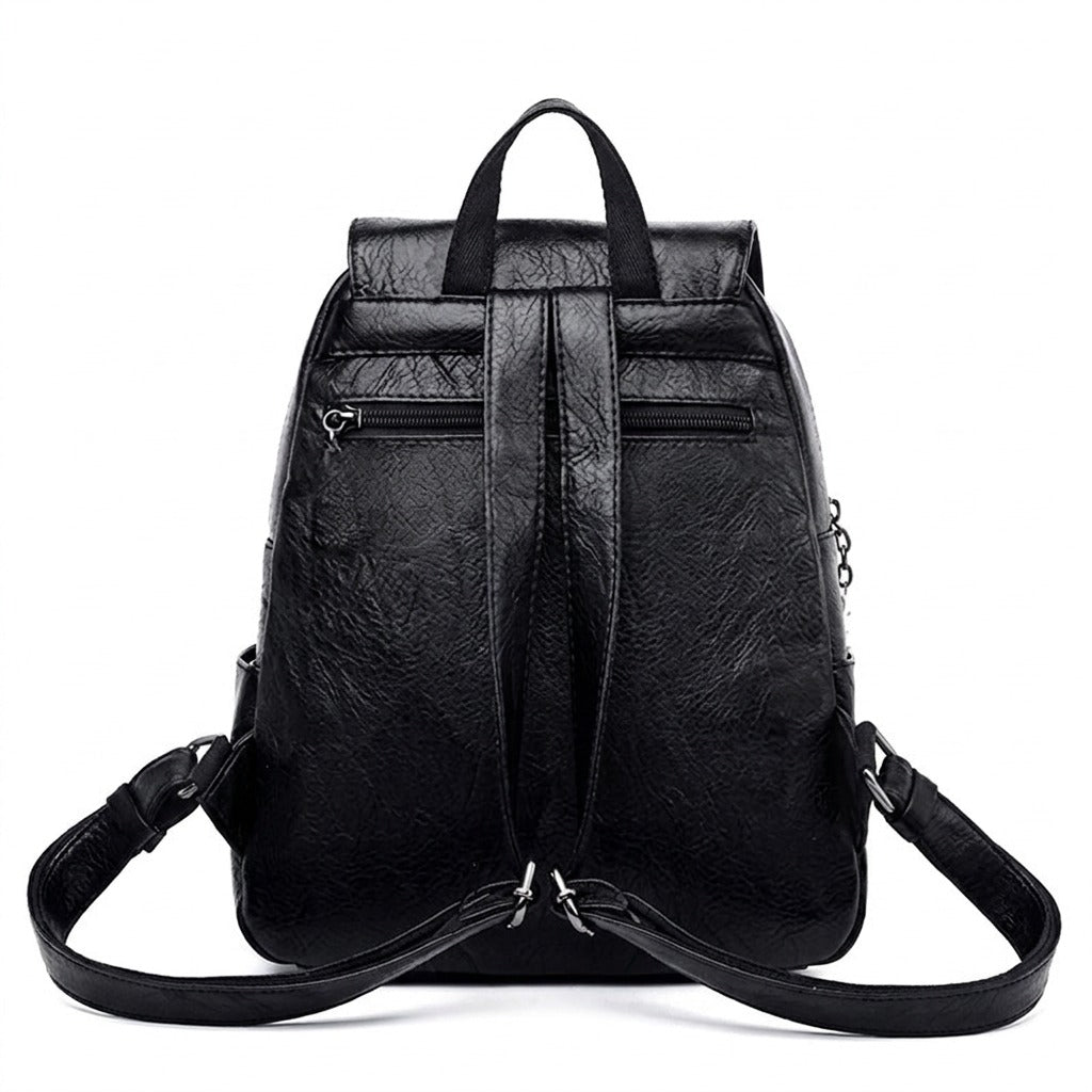Dos du sac à dos Marceline noir avec bretelles réglables et poche antivol zippée