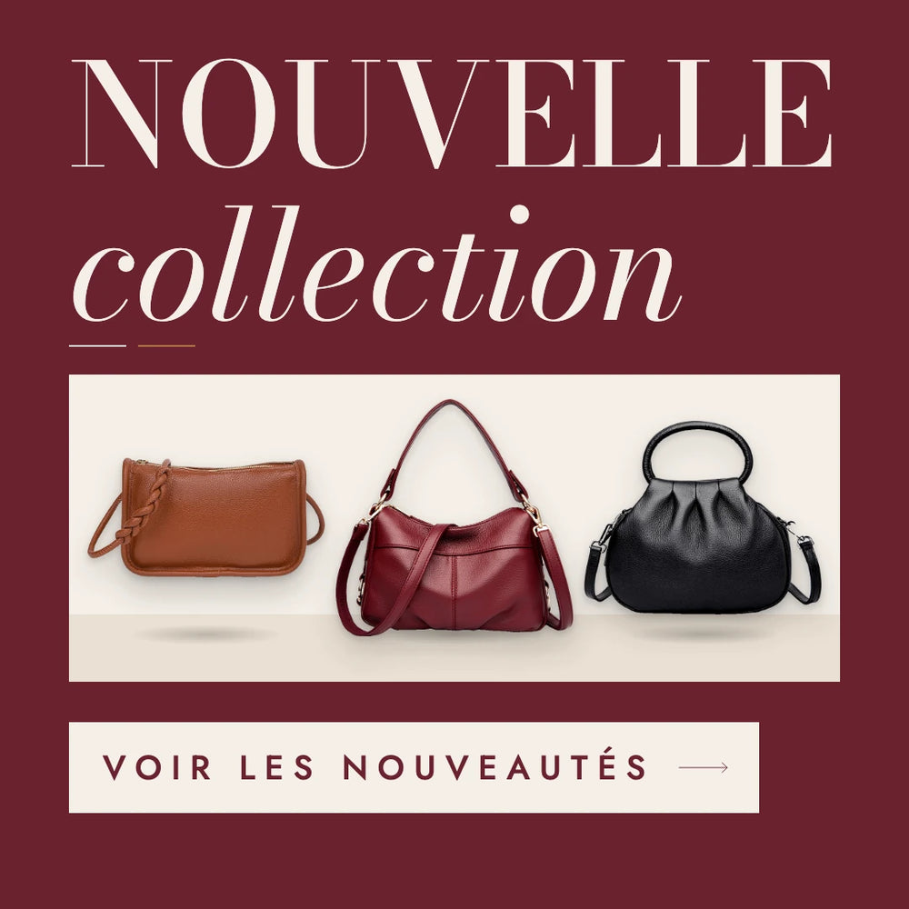 Nouvelle collection : trois sacs en cuir cognac, bordeaux et noir
